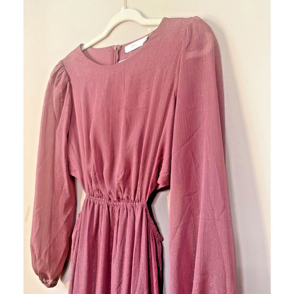 Lush Maxi Dress NWT SM Cut Out Maxi Long Sleeve Shimmery Deep  Purple Dress